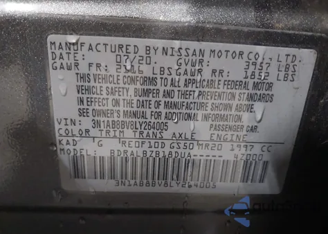 2020 Nissan Sentra S Xtronic Cvt из США, поврежденный, VIN 3N1AB8BV8LY264005